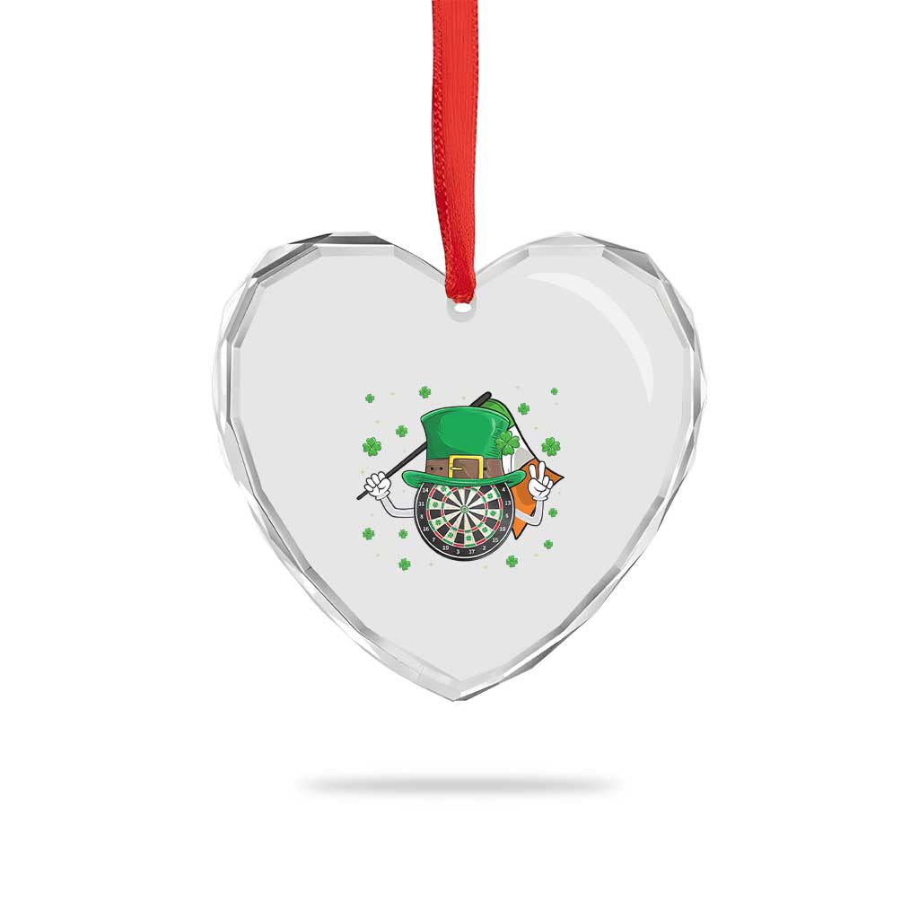 Lucky Darts Board With Irish Flag Heart Crystal Glass Ornament St Patricks Day Gift