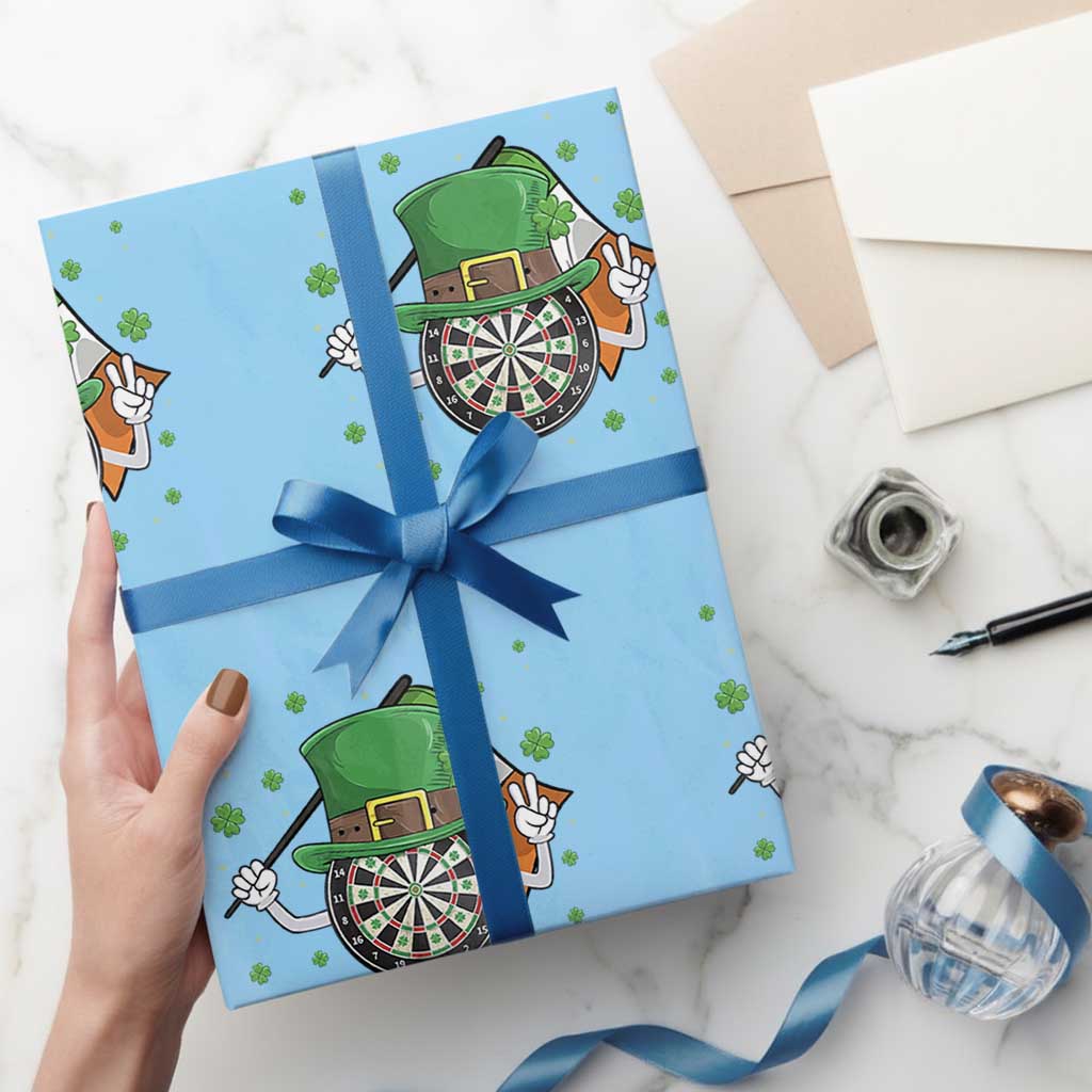 Lucky Darts Board With Irish Flag Wrapping Paper Roll St Patricks Day Gift