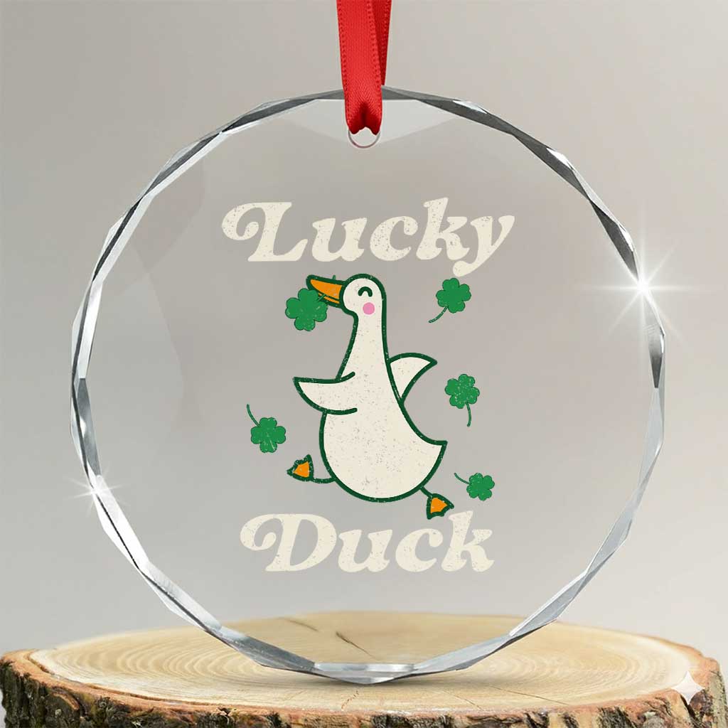 Lucky Duck Crystal Glass Ornament St Patricks Day Shamrock Irish