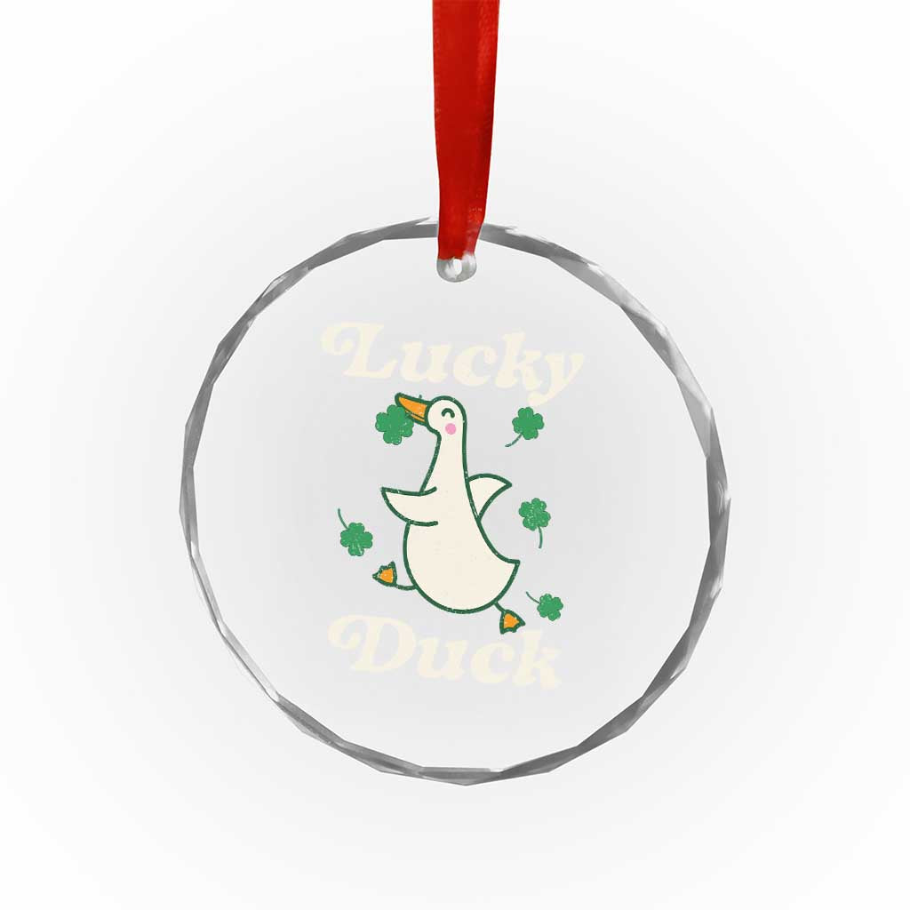 Lucky Duck Crystal Glass Ornament St Patricks Day Shamrock Irish