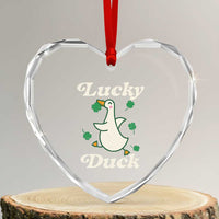 Lucky Duck Heart Crystal Glass Ornament St Patricks Day Shamrock Irish