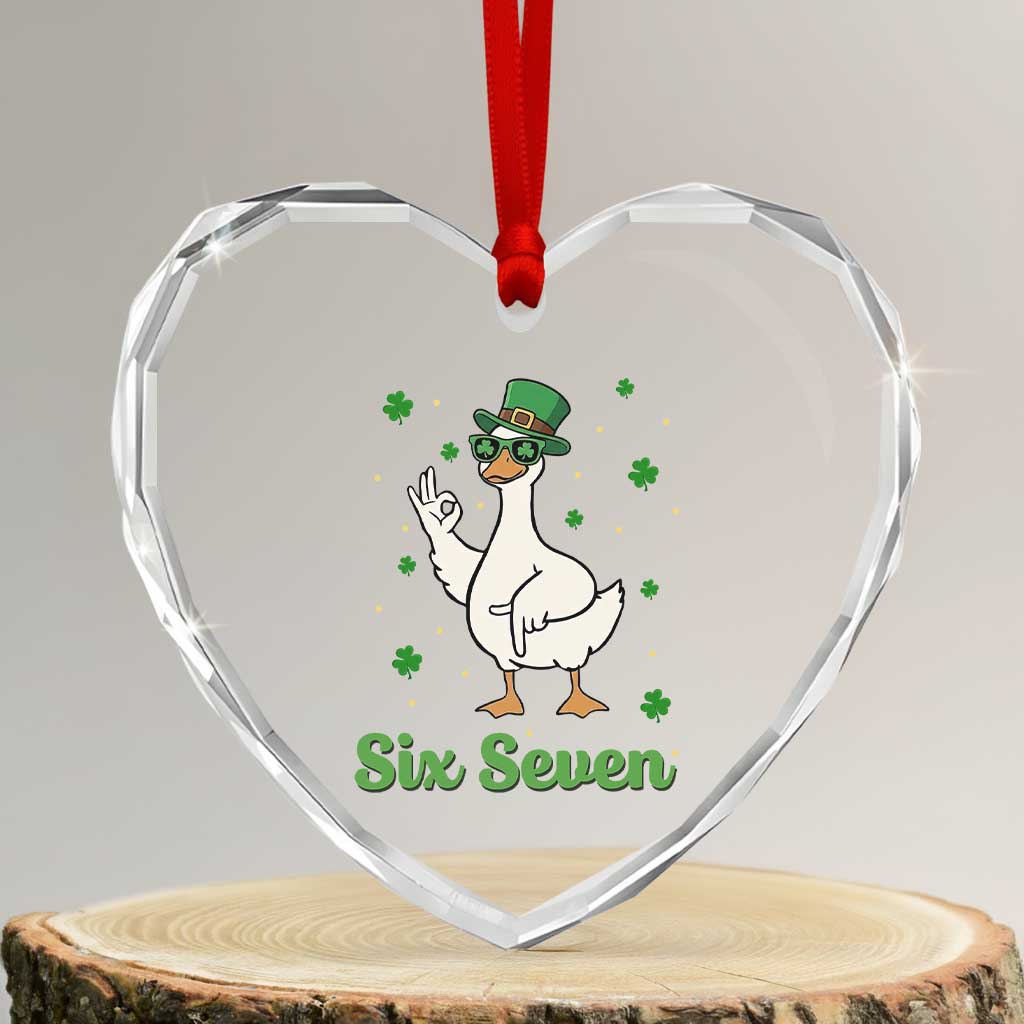 Lucky Goose Six Seven Meme Heart Crystal Glass Ornament St Patricks Day
