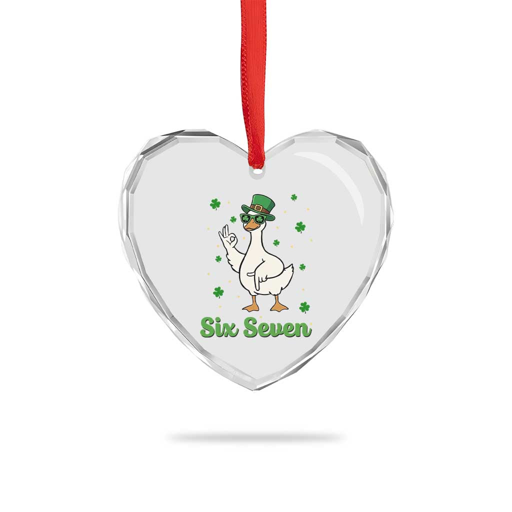 Lucky Goose Six Seven Meme Heart Crystal Glass Ornament St Patricks Day