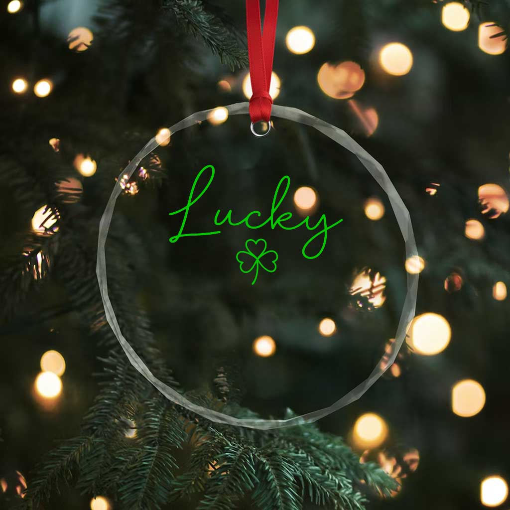Lucky Irish Shamrock Crystal Glass Ornament St Patricks Day Letter Print Lightweight