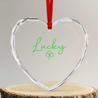Lucky Irish Shamrock Heart Crystal Glass Ornament St Patricks Day Letter Print Lightweight
