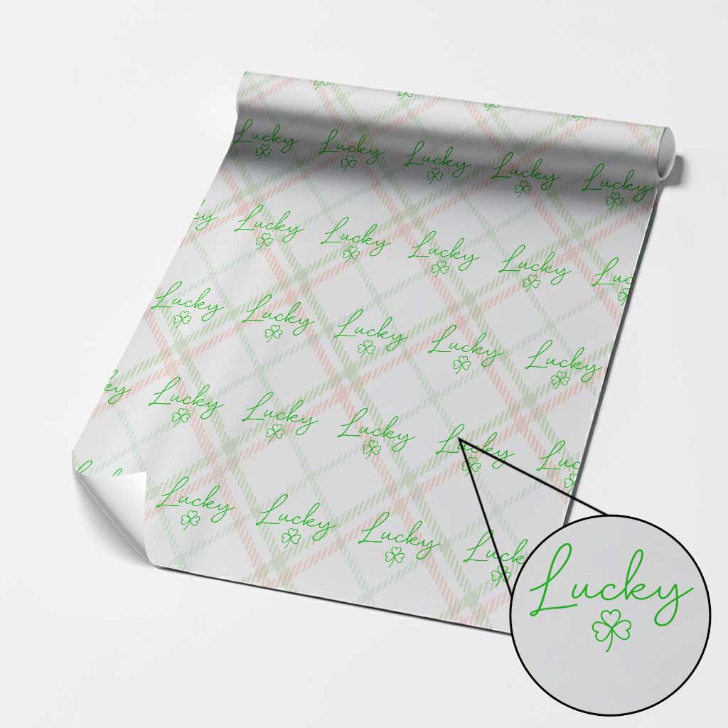 Lucky Irish Shamrock Wrapping Paper Roll St Patricks Day Letter Print Lightweight