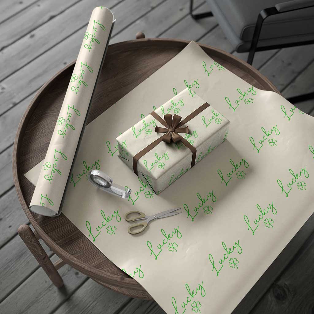 Lucky Irish Shamrock Wrapping Paper Roll St Patricks Day Letter Print Lightweight