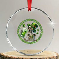 Lucky Irish Skeleton St Patricks Day Crystal Glass Ornament Beer Lover
