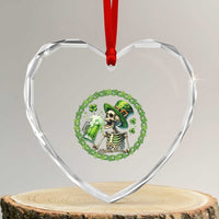 Lucky Irish Skeleton St Patricks Day Heart Crystal Glass Ornament Beer Lover