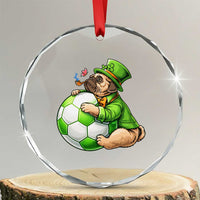 Lucky Pug Soccer Lover Crystal Glass Ornament St Paddys Day Irish Football Gift