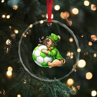 Lucky Pug Soccer Lover Crystal Glass Ornament St Paddys Day Irish Football Gift
