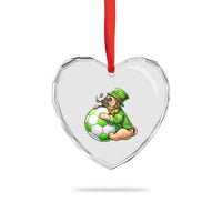 Lucky Pug Soccer Lover Heart Crystal Glass Ornament St Paddys Day Irish Football Gift
