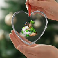 Lucky Pug Soccer Lover Heart Crystal Glass Ornament St Paddys Day Irish Football Gift