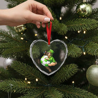 Lucky Pug Soccer Lover Heart Crystal Glass Ornament St Paddys Day Irish Football Gift