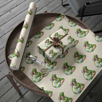 Lucky Pug Soccer Lover Wrapping Paper Roll St Paddys Day Irish Football Gift