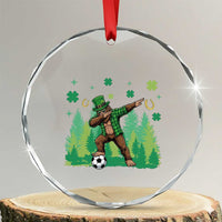 Lucky Sasquatch Soccer Player Crystal Glass Ornament Funny St Patricks Day Gift