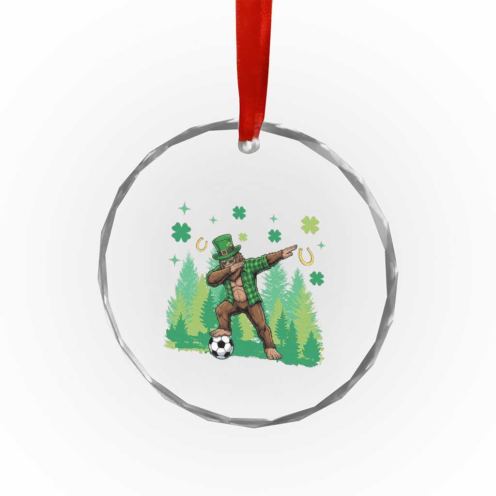Lucky Sasquatch Soccer Player Crystal Glass Ornament Funny St Patricks Day Gift