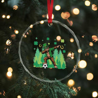 Lucky Sasquatch Soccer Player Crystal Glass Ornament Funny St Patricks Day Gift