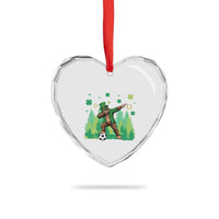 Lucky Sasquatch Soccer Player Heart Crystal Glass Ornament Funny St Patricks Day Gift