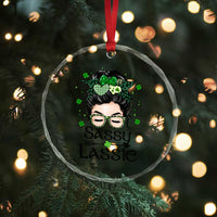 Lucky Sassy Lassie Messy Bun Crystal Glass Ornament Funny St Patricks Day - Wonder Print Shop