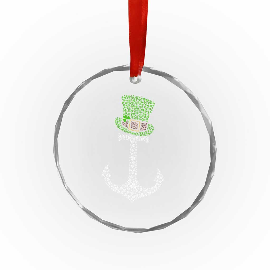 Lucky Shamrock Anchor Crystal Glass Ornament Leprechaun Cruise Squad St. Patrick's Day - Wonder Print Shop