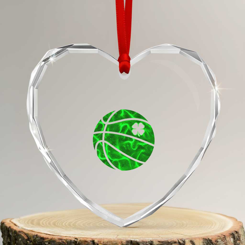 Lucky Shamrock Basketball Heart Crystal Glass Ornament Clover Irish St Patrick's Day Sport Lover - Wonder Print Shop