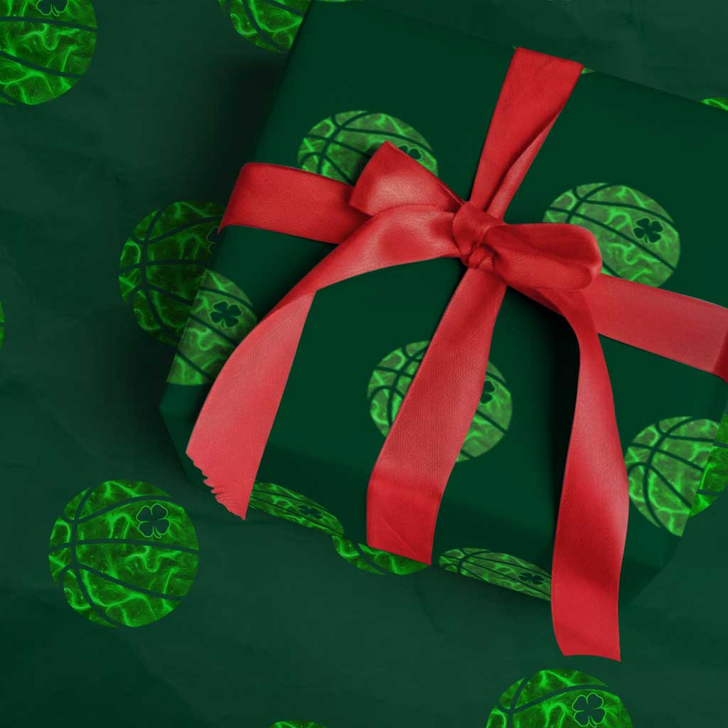 Lucky Shamrock Basketball Wrapping Paper Roll Clover Irish St Patrick's Day Sport Lover - Wonder Print Shop