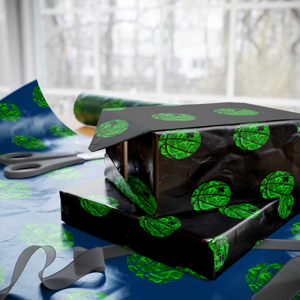 Lucky Shamrock Basketball Wrapping Paper Roll Clover Irish St Patrick's Day Sport Lover - Wonder Print Shop