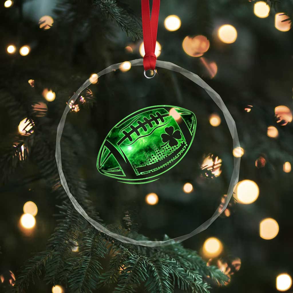 Lucky Shamrock Football Crystal Glass Ornament Irish Clover St Patricks Day Sport Lover - Wonder Print Shop