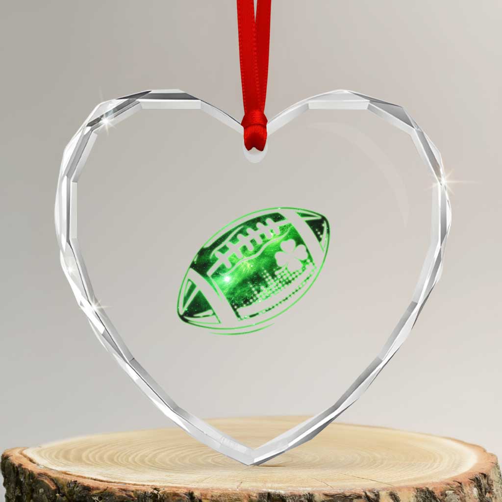 Lucky Shamrock Football Heart Crystal Glass Ornament Irish Clover St Patricks Day Sport Lover - Wonder Print Shop