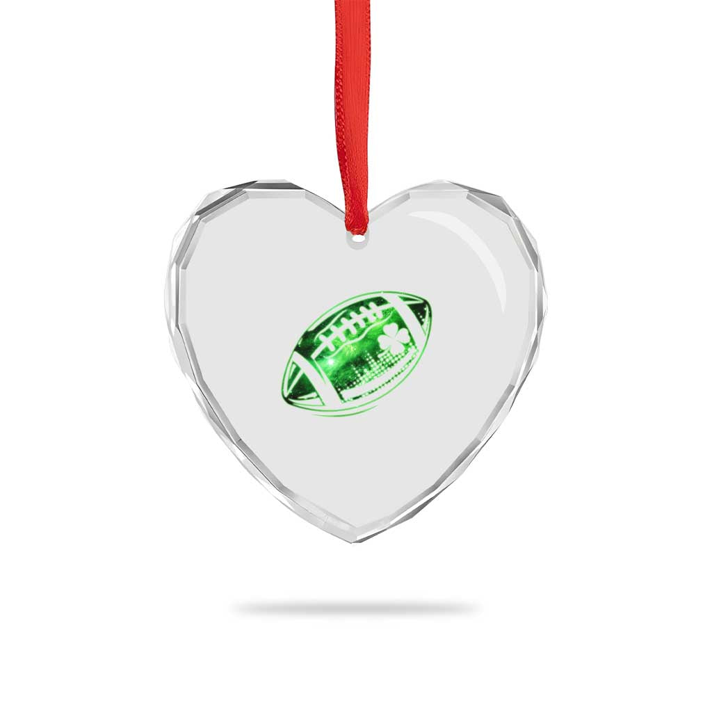 Lucky Shamrock Football Heart Crystal Glass Ornament Irish Clover St Patricks Day Sport Lover - Wonder Print Shop