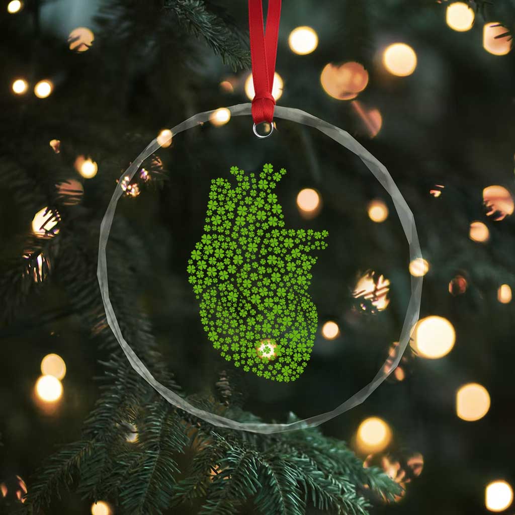 Lucky Shamrocks Heart Crystal Glass Ornament Anatomical Anatomy St Patrick's Day - Wonder Print Shop