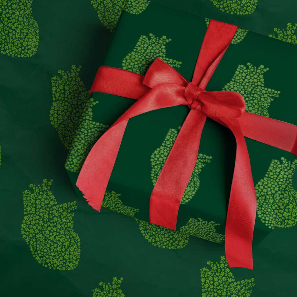 Lucky Shamrocks Heart Wrapping Paper Roll Anatomical Anatomy St Patrick's Day - Wonder Print Shop