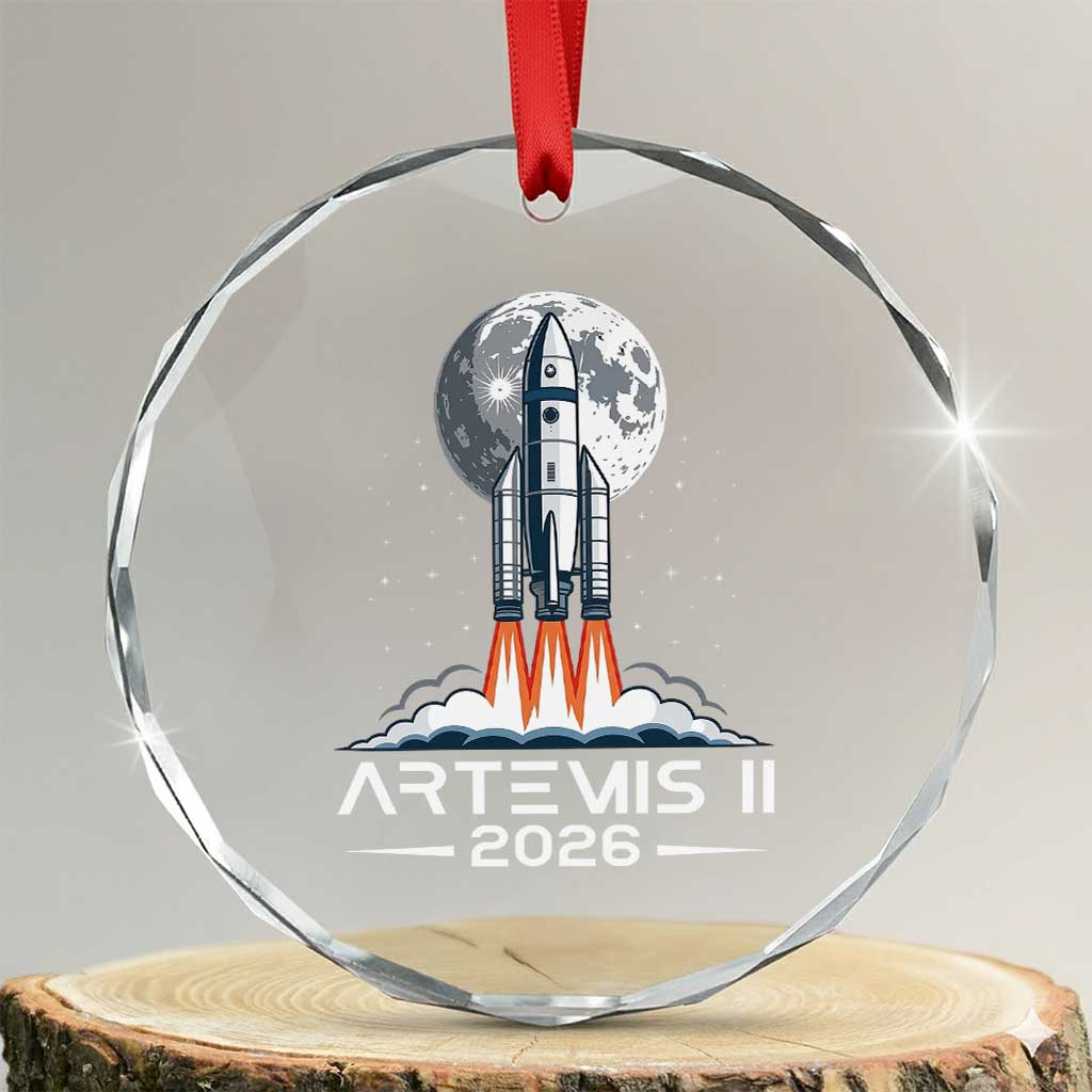Lunar Journey 2026 Retro Rocket Launch Crystal Glass Ornament Space Exploration Astronomy Enthusiasts Sci-Fi Lovers