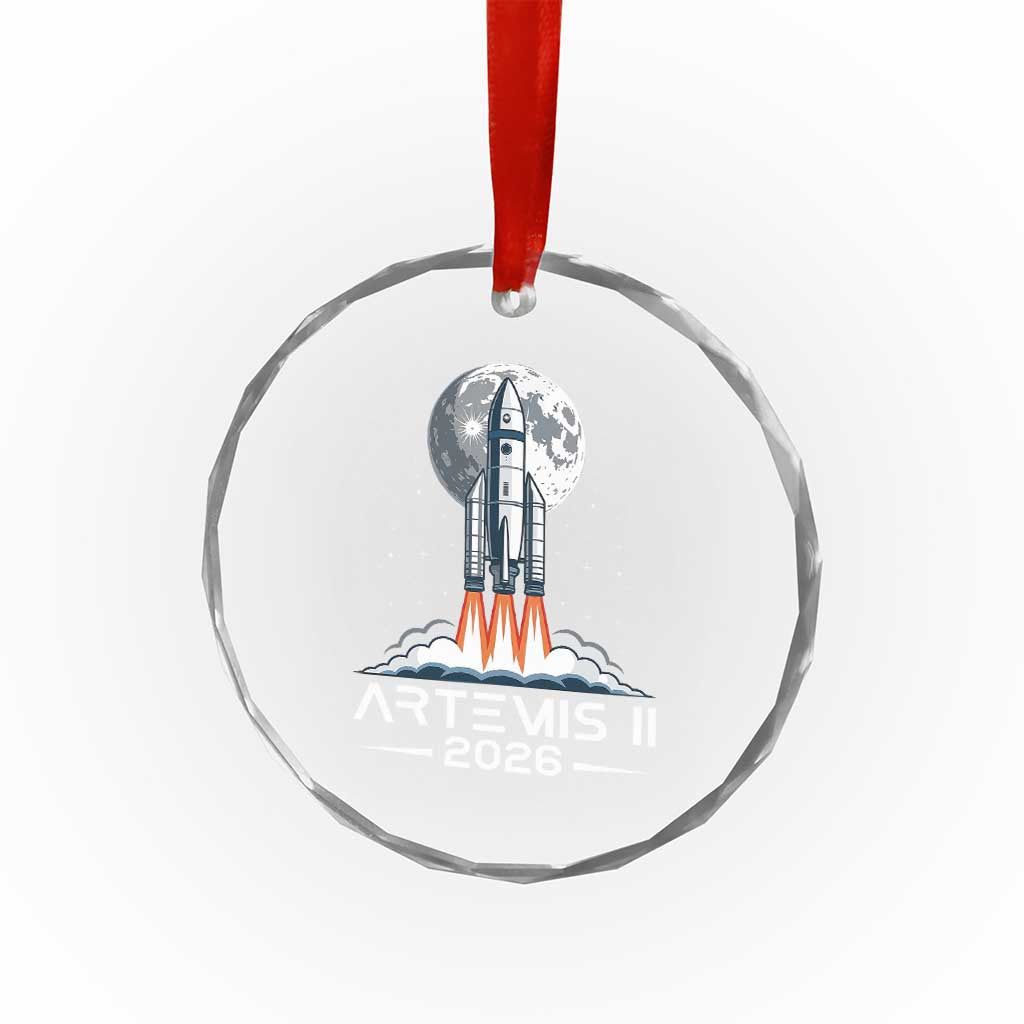 Lunar Journey 2026 Retro Rocket Launch Crystal Glass Ornament Space Exploration Astronomy Enthusiasts Sci-Fi Lovers
