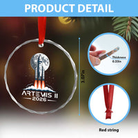 Lunar Journey 2026 Retro Rocket Launch Crystal Glass Ornament Space Exploration Astronomy Enthusiasts Sci-Fi Lovers