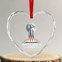 Lunar Journey 2026 Retro Rocket Launch Heart Crystal Glass Ornament Space Exploration Astronomy Enthusiasts Sci-Fi Lovers