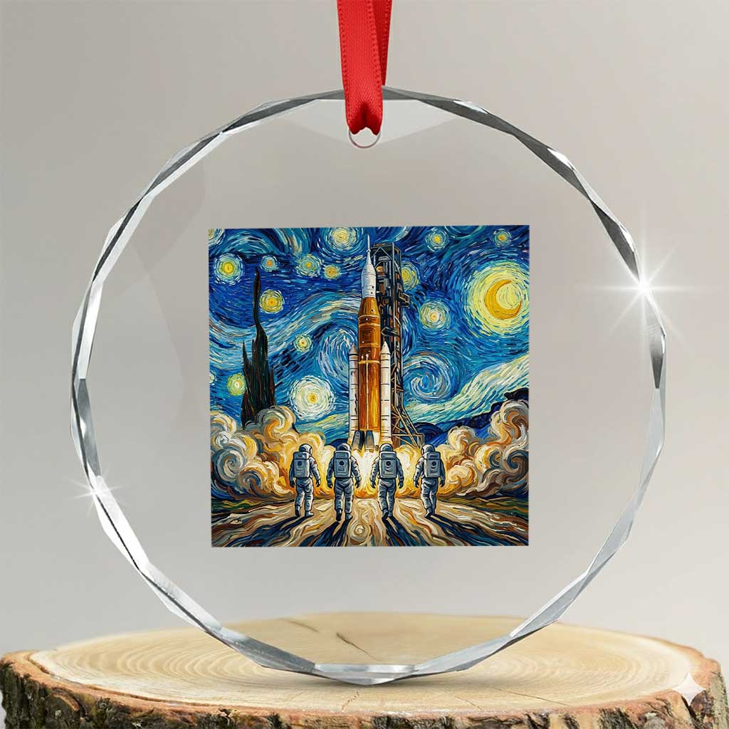 Lunar Mission Astronaut Starry Night Crystal Glass Ornament Space Lover Gift