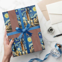 Lunar Mission Astronaut Starry Night Wrapping Paper Roll Space Lover Gift