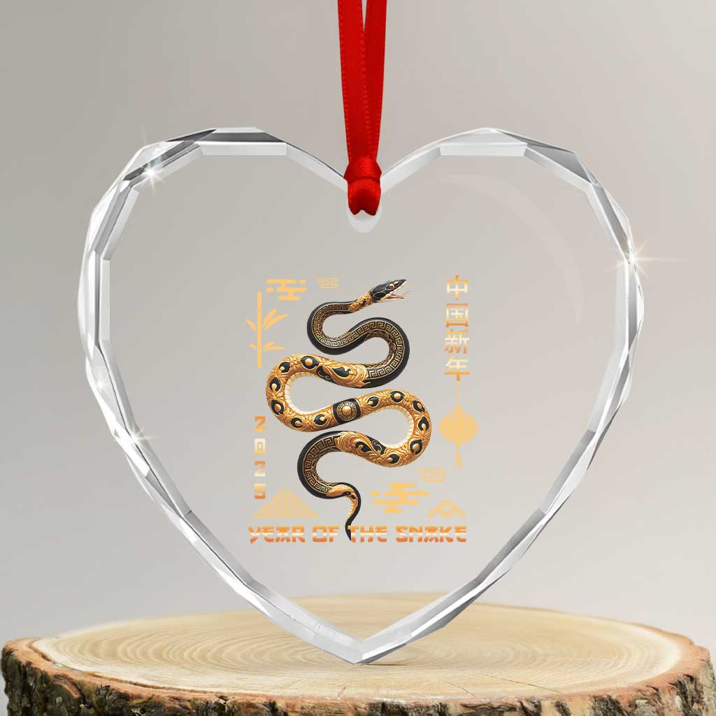 Lunar New Year 2025 Heart Crystal Glass Ornament Year Of The Snake 2025 Chinese China - Wonder Print Shop