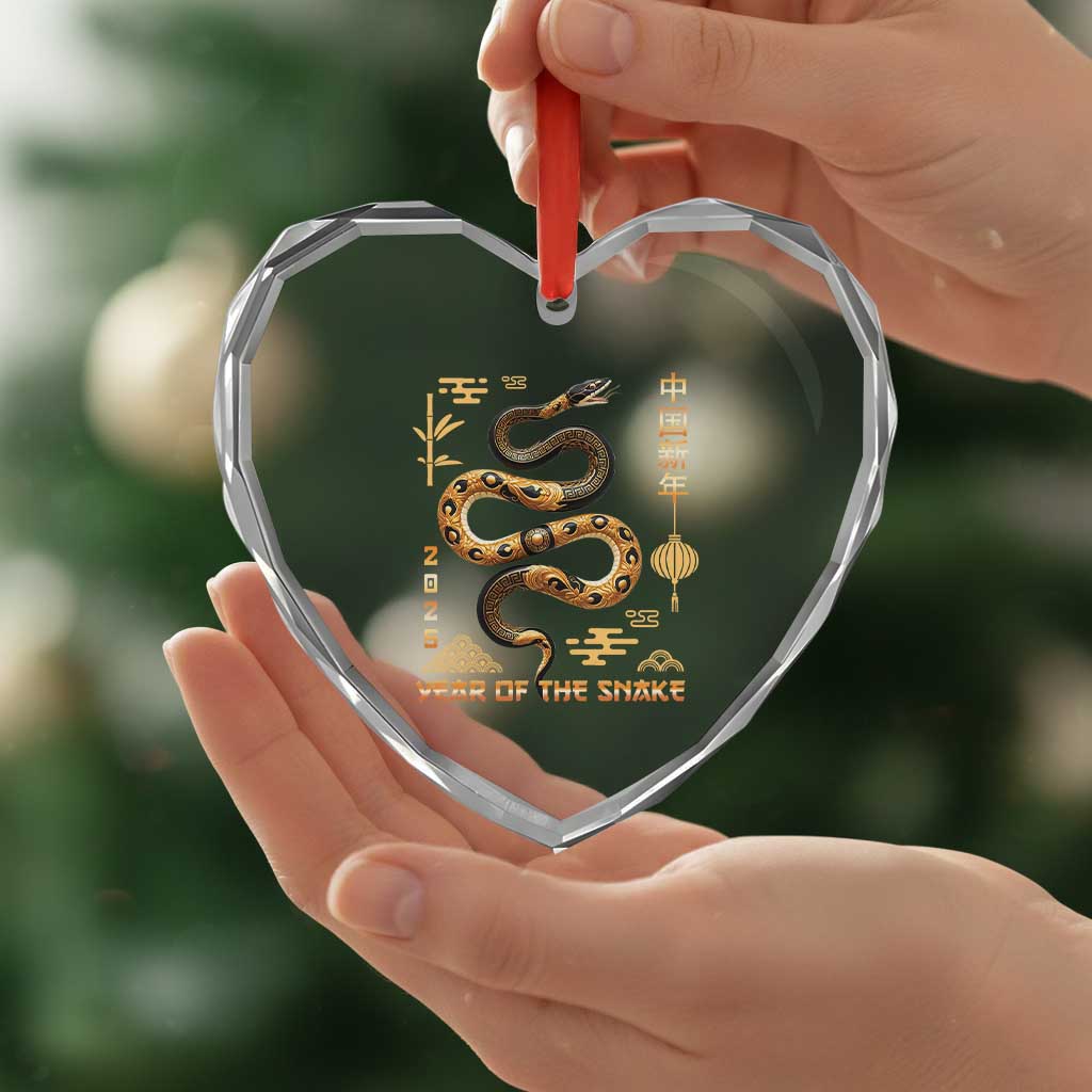 Lunar New Year 2025 Heart Crystal Glass Ornament Year Of The Snake 2025 Chinese China - Wonder Print Shop