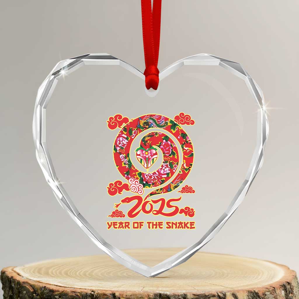 Lunar New Year 2025 Heart Crystal Glass Ornament Year Of The Snake China Traditional - Wonder Print Shop