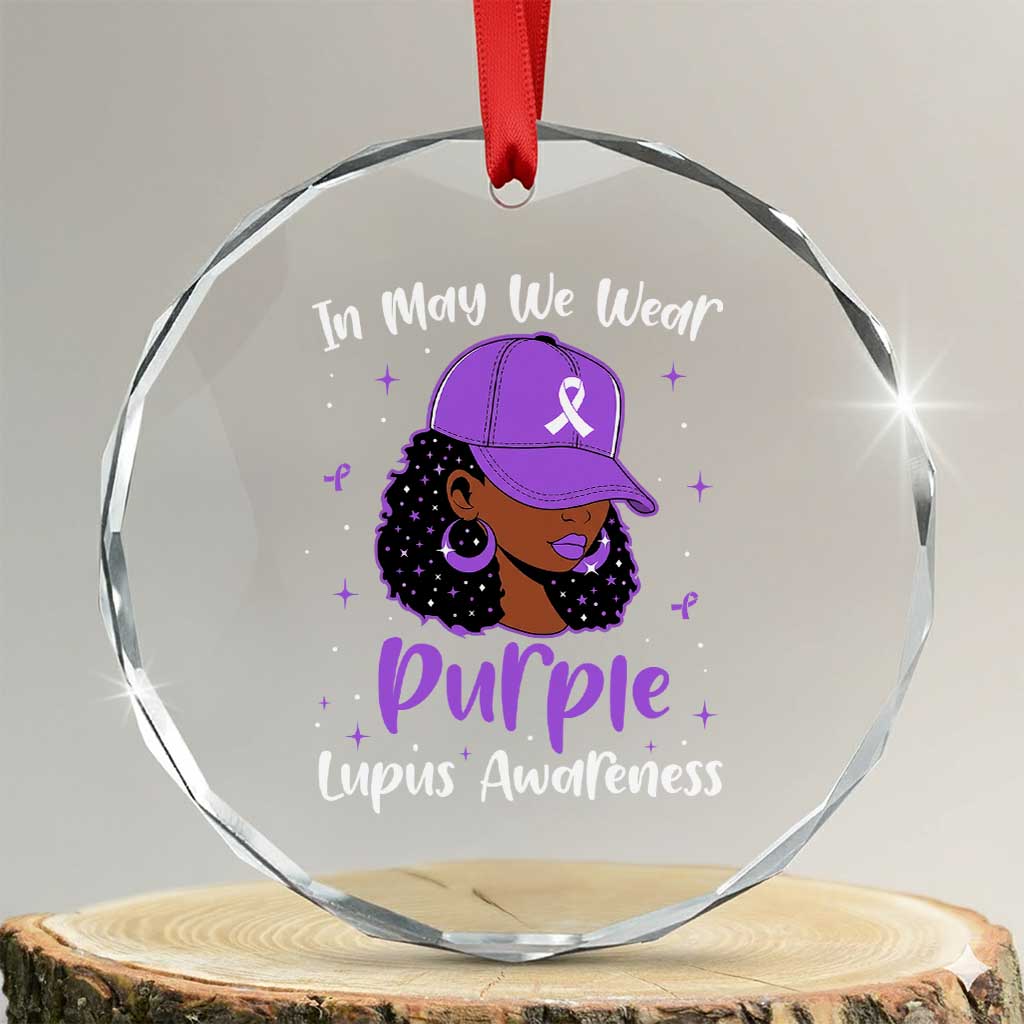 Lupus Awareness Crystal Glass Ornament African American Black Women Fight Lupus Purple Ribbon