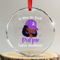 Lupus Awareness Crystal Glass Ornament African American Black Women Fight Lupus Purple Ribbon