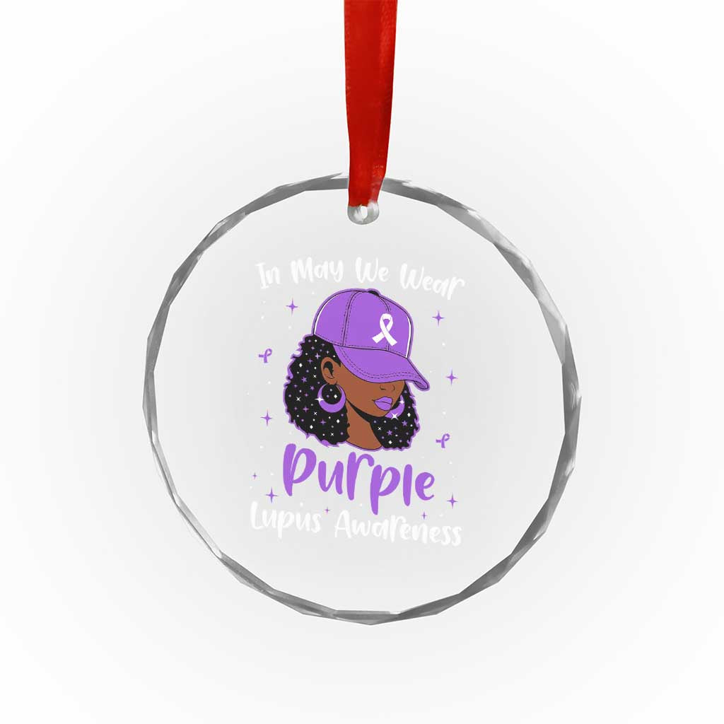 Lupus Awareness Crystal Glass Ornament African American Black Women Fight Lupus Purple Ribbon