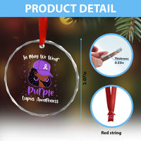 Lupus Awareness Crystal Glass Ornament African American Black Women Fight Lupus Purple Ribbon