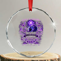 Lupus Awareness Crystal Glass Ornament Lion Purple Ribbon My God Is Stronger Than Lupus