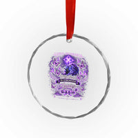 Lupus Awareness Crystal Glass Ornament Lion Purple Ribbon My God Is Stronger Than Lupus