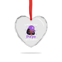 Lupus Awareness Heart Crystal Glass Ornament African American Black Women Fight Lupus Purple Ribbon