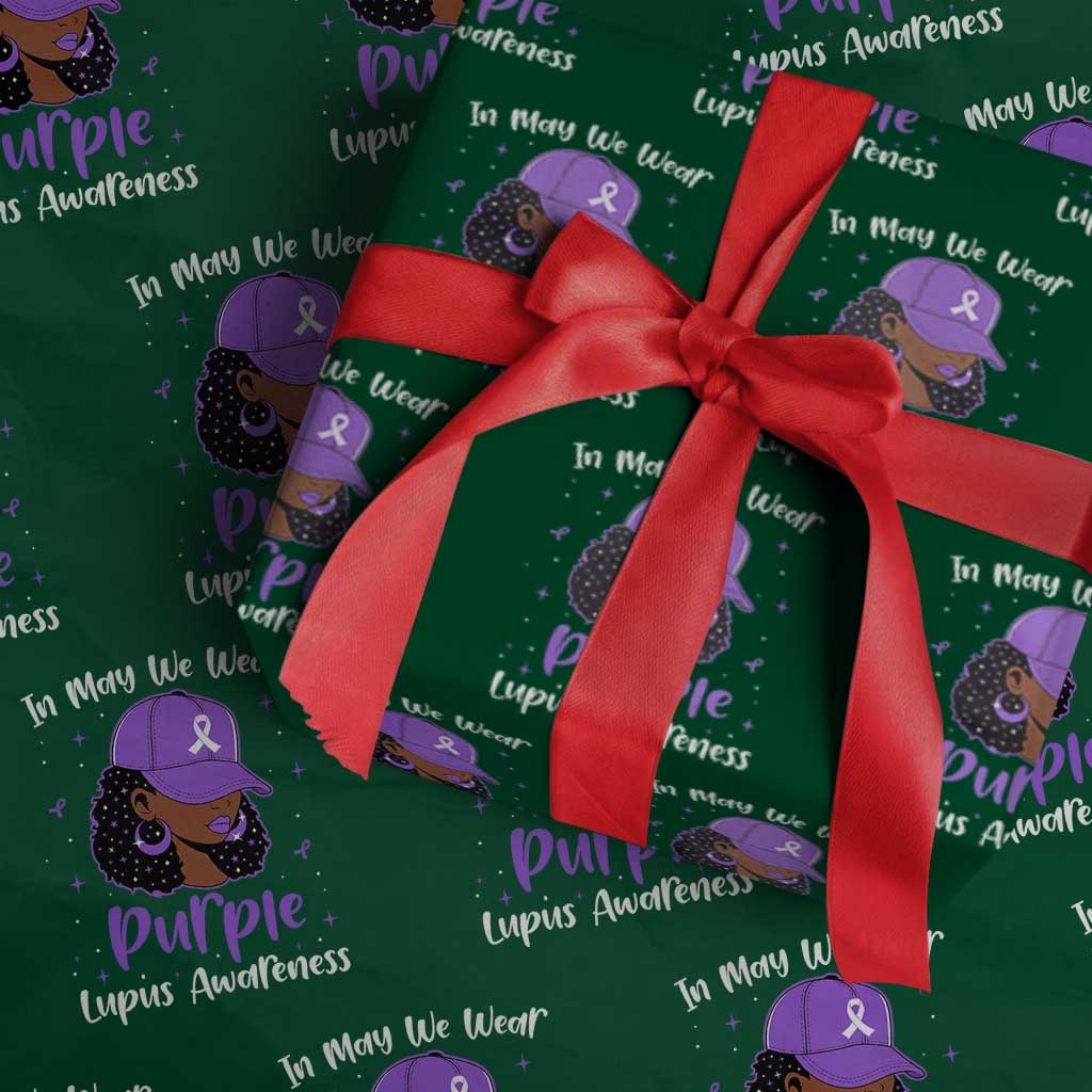 Lupus Awareness Wrapping Paper Roll African American Black Women Fight Lupus Purple Ribbon